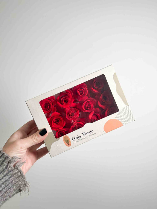 ROSE » BOX WITH 12 ROSE FLOWERS STANDARD DIAMETER 3 CM WHITE - ROBY