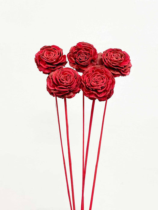 RECONSTRUCTED ROSES » bouquet of 5 medium red stems - ANGELA