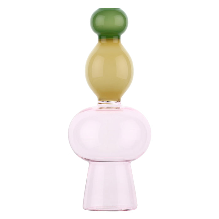 GLASS VASE » Single flower glass vase green top H27,5cm - GOLIARD