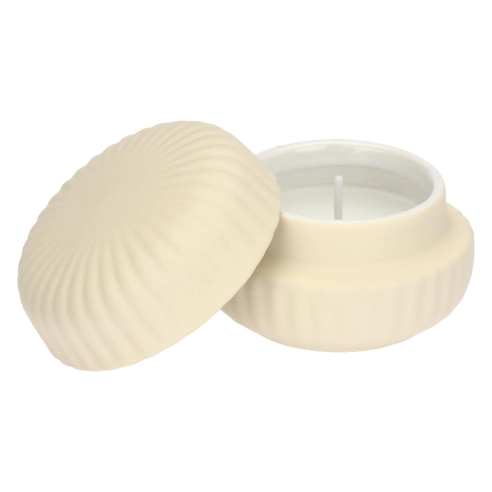 CANDLE » Ivory scented candle in ceramic container with lid 5cm - FREYA