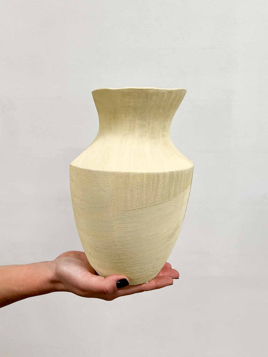 CERAMIC VASE » oblique beige H28cm - LONELLA