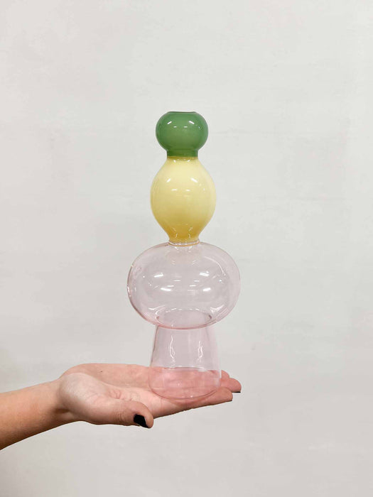 GLASS VASE » Single flower glass vase green top H27,5cm - GOLIARD